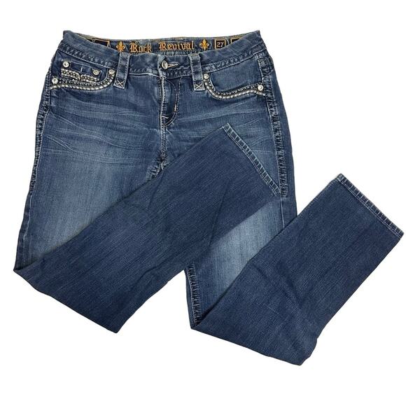 Rock Revival Sherry Easy Skinny Jeans Size 27 – Distressed Embellished Denim - Picture 1 of 9
